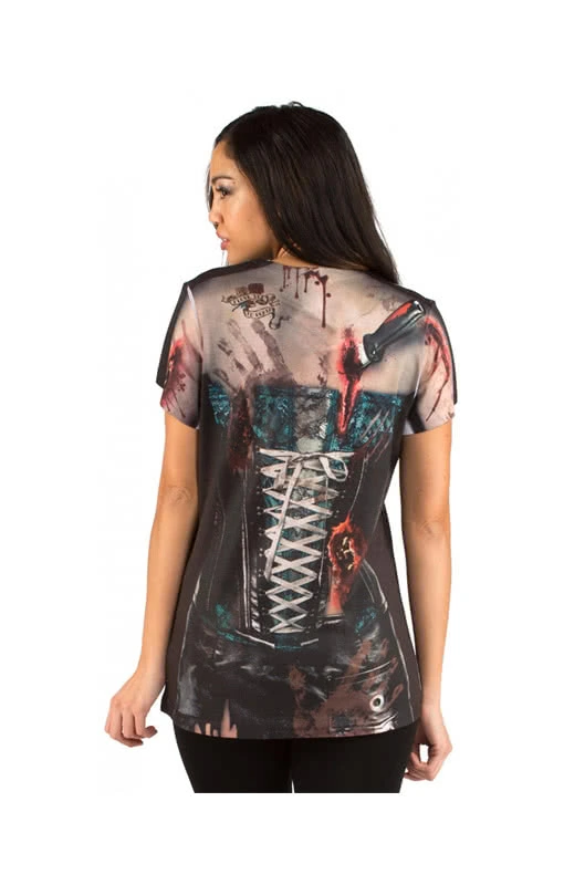 Korsett Zombie Damen Fun-Shirt – Bild 2