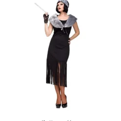 Schwarzes Fransenkleid Mix U. Match -Karnevals-Werbeartikelladen fransen kleid schwarz karnevalkleid faschingskleid finge woman dress black 25793 3