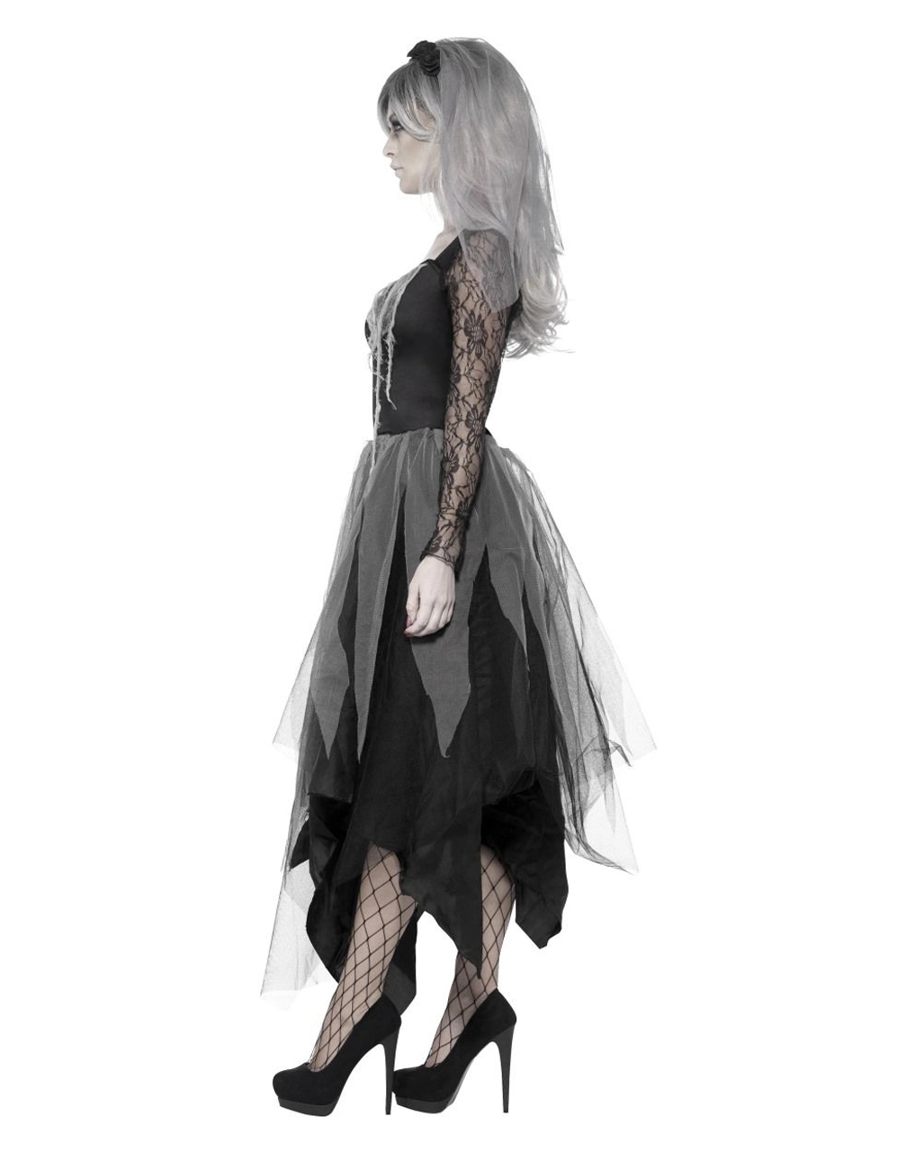 Geister Braut Kostüm Mit Rosenschleier 2 Geister Braut Kostüm Mit Rosenschleier – Bild 2