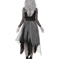 Geister Braut Kostüm Mit Rosenschleier 5 Geister Braut Kostüm Mit Rosenschleier -Karnevals-Werbeartikelladen friedhofs braut kostuem mit rosenschleier geister braut verkleidung halloween graveyard bride costume 35782 3