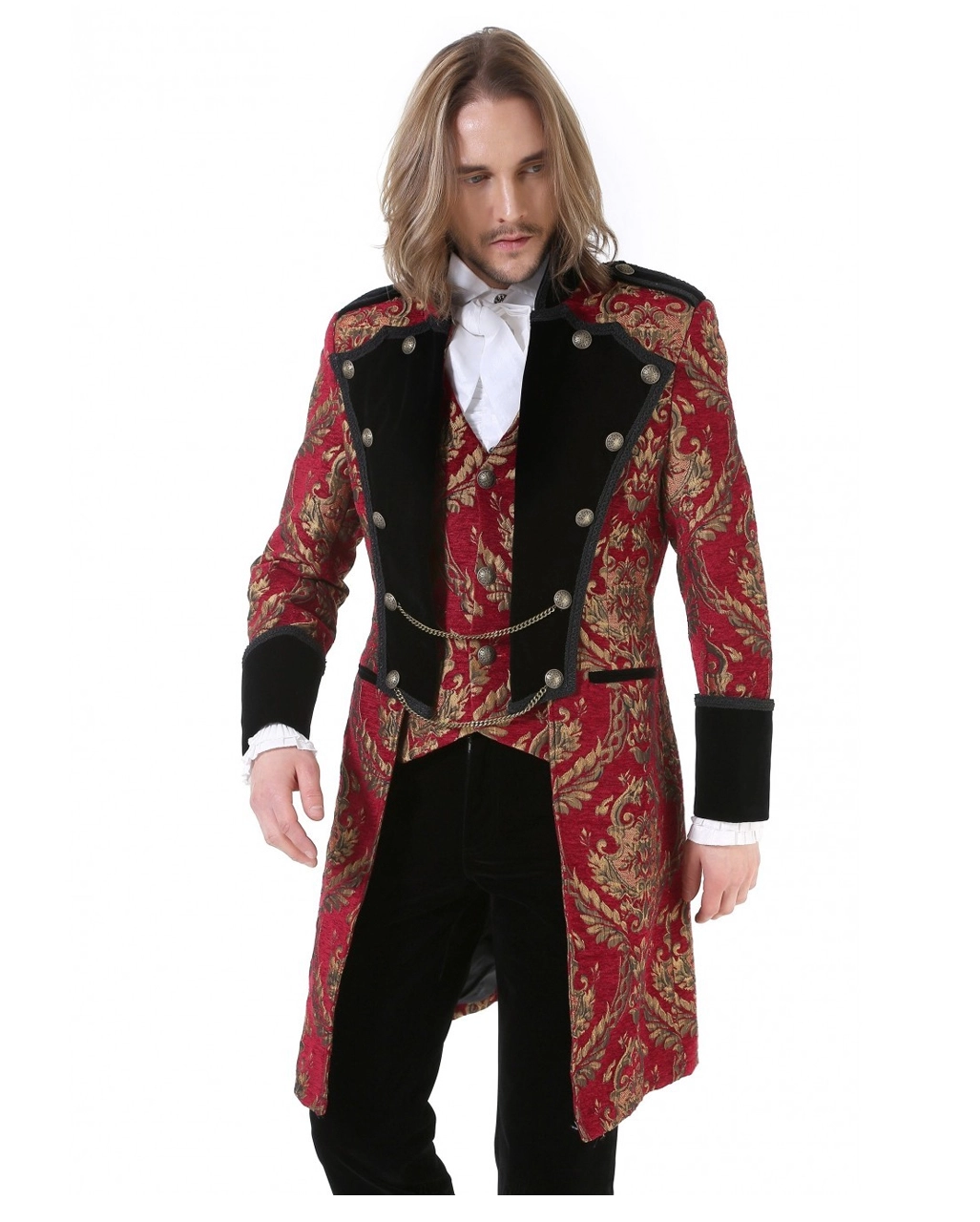 Gothic Aristokrat Herren Mantel Gold Rot Brokat 1 Gothic Aristokrat Herren Mantel Gold Rot Brokat