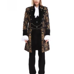 Gothic Aristokrat Herren Mantel Gold Brokat 6 Gothic Aristokrat Herren Mantel Gold Brokat -Karnevals-Werbeartikelladen gothic aristokrat herrenmantel gold schwarz brokatmuster gothic aristocrat mens coat gothic mantel 39099 3