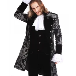 Gothic Aristokrat Herren Mantel Silber Brokat