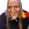 Hexen Maske Mit Haaren & Kopftuch