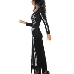 Schlauchkleid Mit Skelett Motiv -Karnevals-Werbeartikelladen schwarzes schlauchkleid mit skelett motiv skeleton tube dress bild3 23898