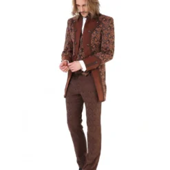 Steampunk Aristokrat Herren Mantel Braun -Karnevals-Werbeartikelladen steampunk aristokrat herren mantel braun steampunk aristocrat mens coat brown steampunk mantel 39105 3