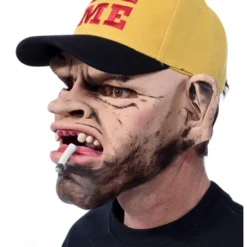 Trucker Redneck Maske Mit Baseball Cap -Karnevals-Werbeartikelladen trucker hillbilly maske mit baesball cap redneck trucker latex mask with cap halloween and carnival masken 39670 2