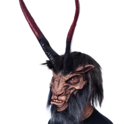 Krampus Maske Mit Hörnern & Kunstfell -Karnevals-Werbeartikelladen underworld overlord maske biest mit riesen hoernern latexmaske fuer halloween und fasching zagone overlord mask 28300 3