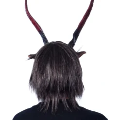 Krampus Maske Mit Hörnern & Kunstfell -Karnevals-Werbeartikelladen underworld overlord maske biest mit riesen hoernern latexmaske fuer halloween und fasching zagone overlord mask 28300 4