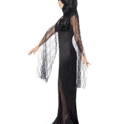 Elegantes Morticia Kleid -Karnevals-Werbeartikelladen verfuehrerisches morticia kleid elegantes hexen kostuem halloween abendkleid 24552 2