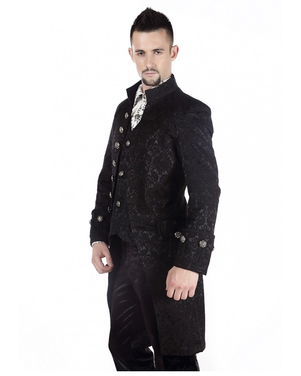 Viktorianischer Gothic Aristokrat Herren Mantel Schwarz 2 Viktorianischer Gothic Aristokrat Herren Mantel Schwarz – Bild 2