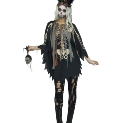 Kostümponcho Voodoo Skelett -Karnevals-Werbeartikelladen voodoo kostuem poncho kostuem ueberwurf fuer halloween voodoo poncho 31102 2