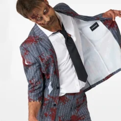 Zombie Grey Anzug - Suitmeister -Karnevals-Werbeartikelladen zombie grey suitmeister anzug von opposuites zombie kostuem anzug zombie verkleidungsanzug oppsuites anzug 54370 2